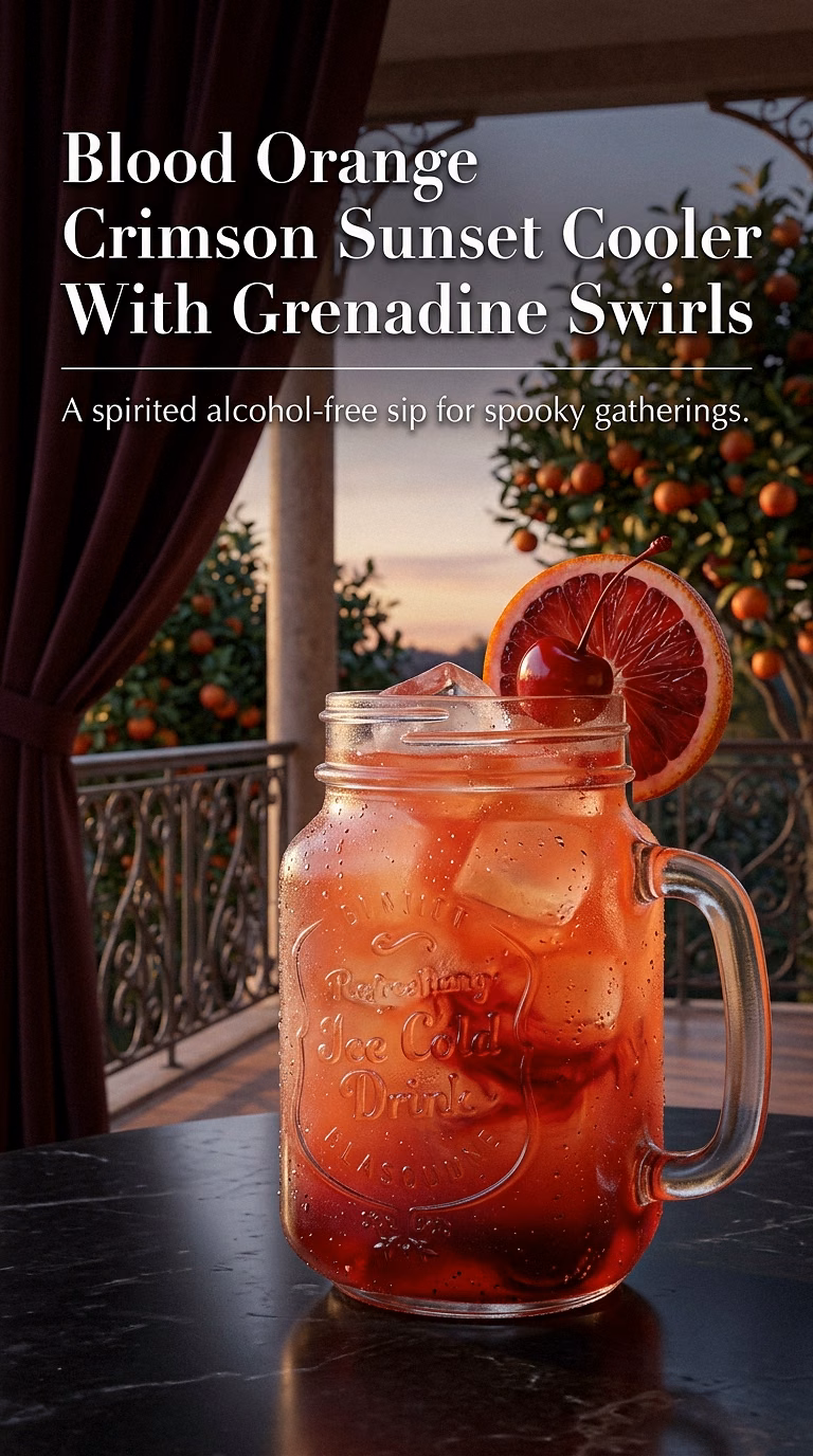 Blood Orange Crimson Sunset Cooler With Grenadine Swirls