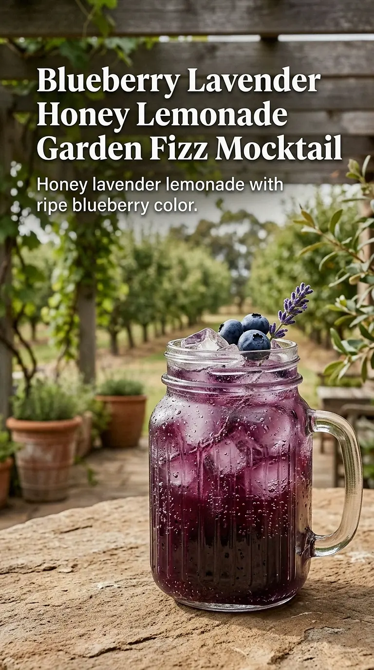 Blueberry Lavender Honey Lemonade Garden Fizz Mocktail