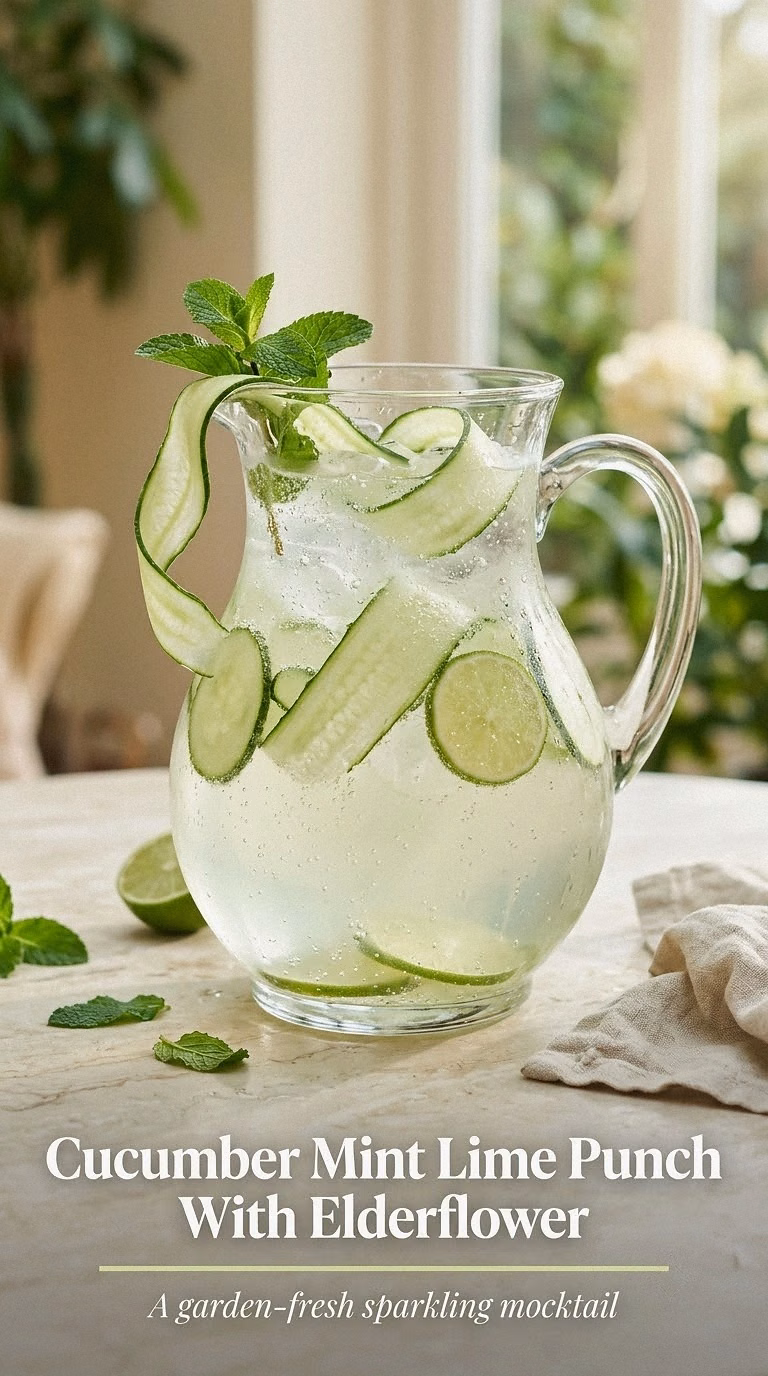 Cucumber Mint Lime Punch With Elderflower