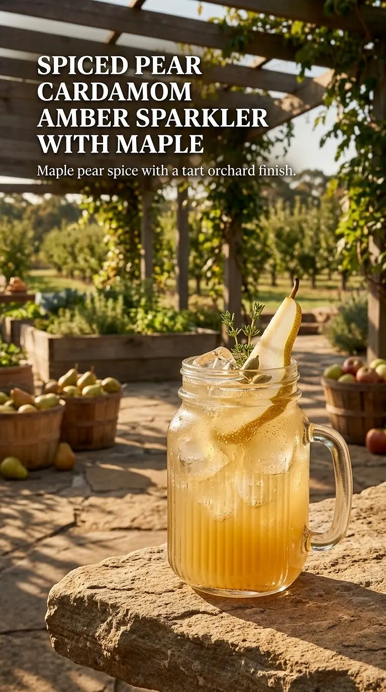 Spiced Pear Cardamom Amber Sparkler With Maple