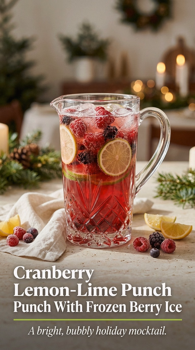 Cranberry Lemon-Lime Punch With Frozen Berry Ice