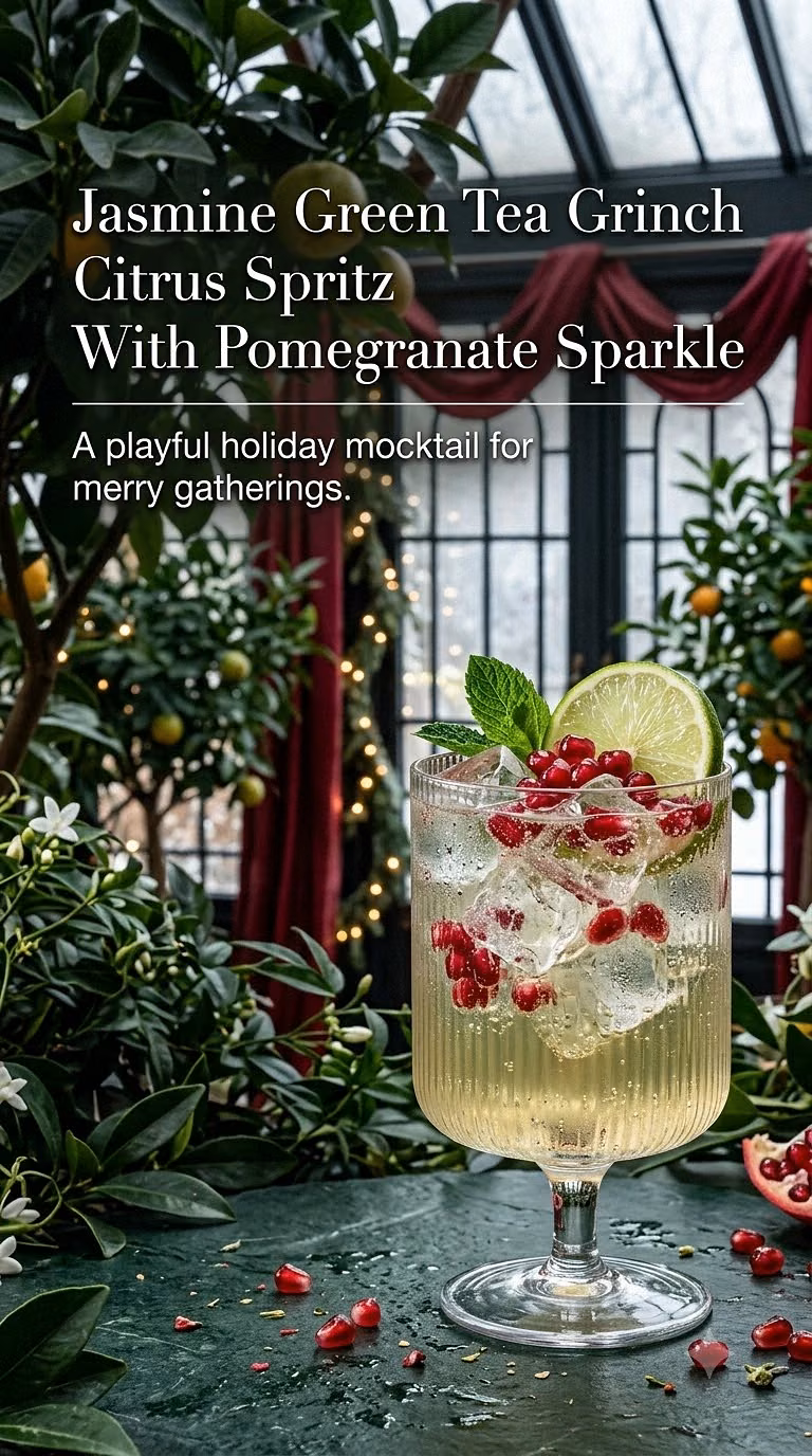 Jasmine Green Tea Grinch Citrus Spritz With Pomegranate Sparkle
