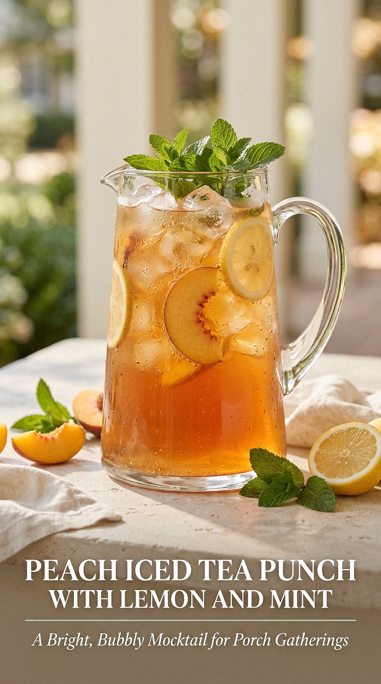 Peach Iced Tea Punch With Lemon And Mint