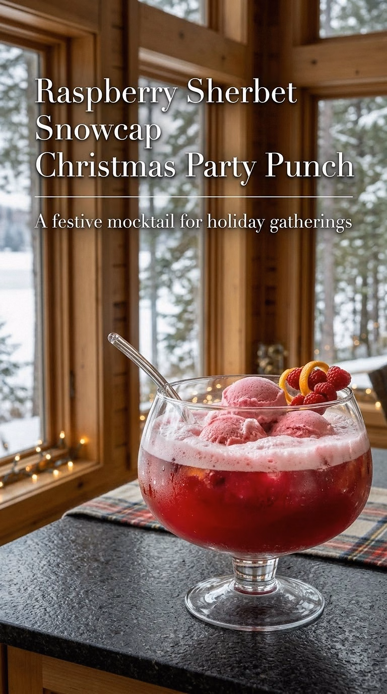 Raspberry Sherbet Snowcap Christmas Party Punch