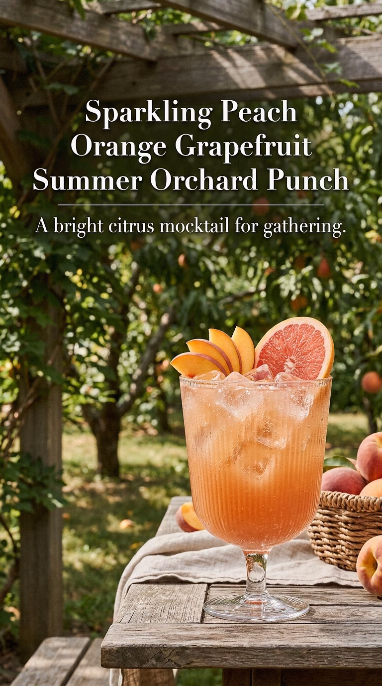 Sparkling Peach Orange Grapefruit Summer Orchard Punch