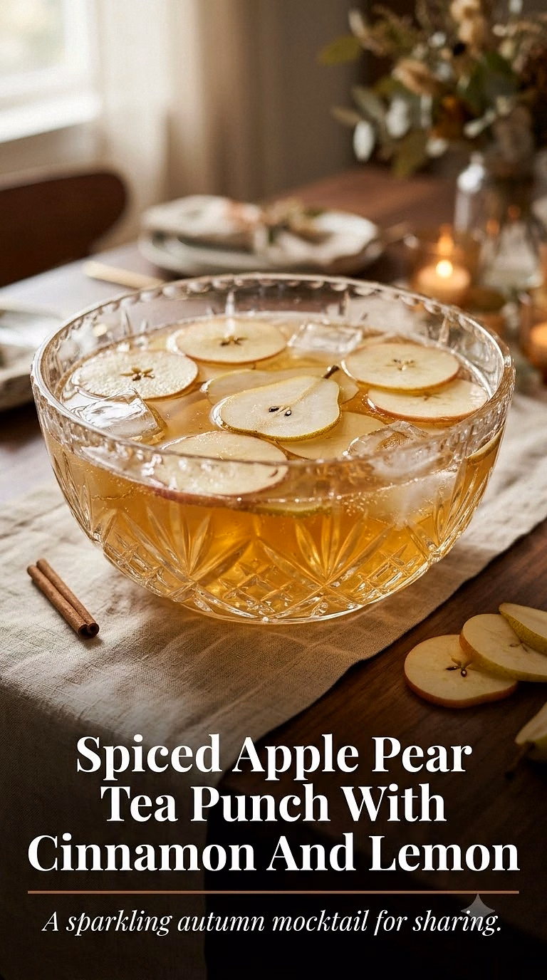 Spiced Apple Pear Tea Punch With Cinnamon And Lemon