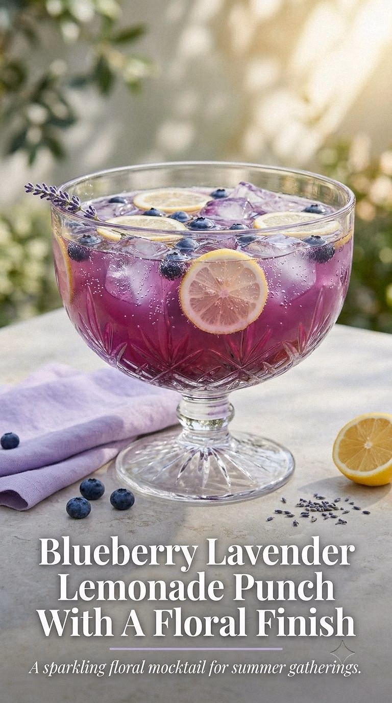 Blueberry Lavender Lemonade Punch With A Floral Finish