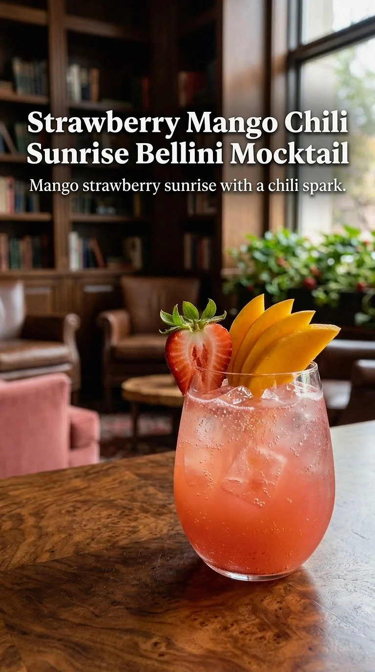 Strawberry Mango Chili Sunrise Bellini Mocktail