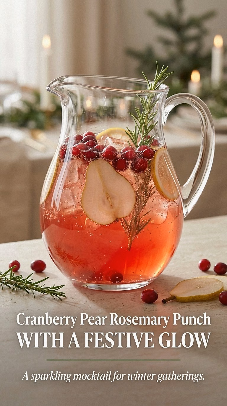 Cranberry Pear Rosemary Punch With A Festive Glow