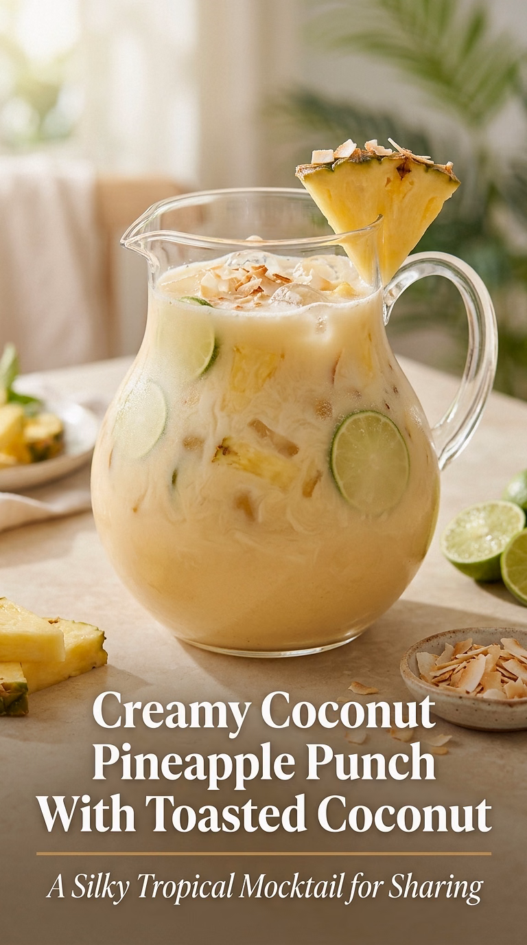 Creamy Coconut Pineapple Punch With Toasted Coconut