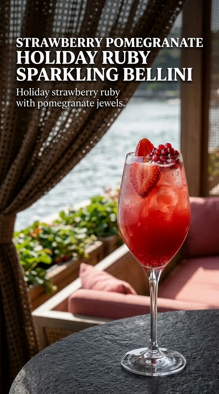 Strawberry Pomegranate Holiday Ruby Sparkling Bellini