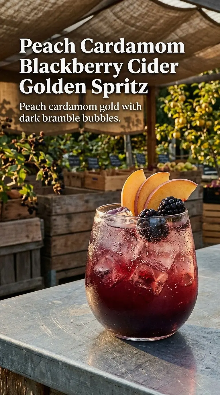 Peach Cardamom Blackberry Cider Golden Spritz