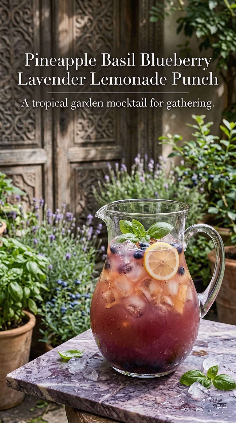Pineapple Basil Blueberry Lavender Lemonade Punch