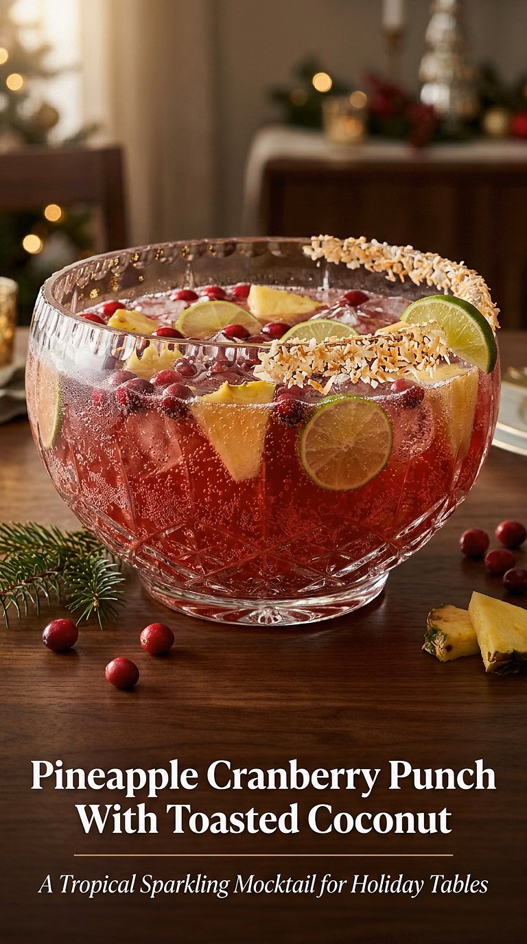 Pineapple Cranberry Punch With Toasted Coconut