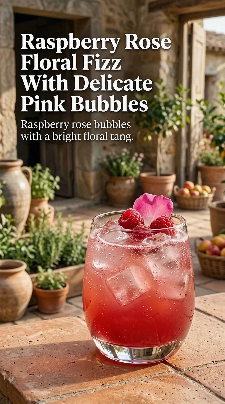 Raspberry Rose Floral Fizz With Delicate Pink Bubbles