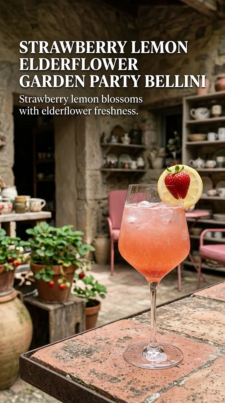 Strawberry Lemon Elderflower Garden Party Bellini