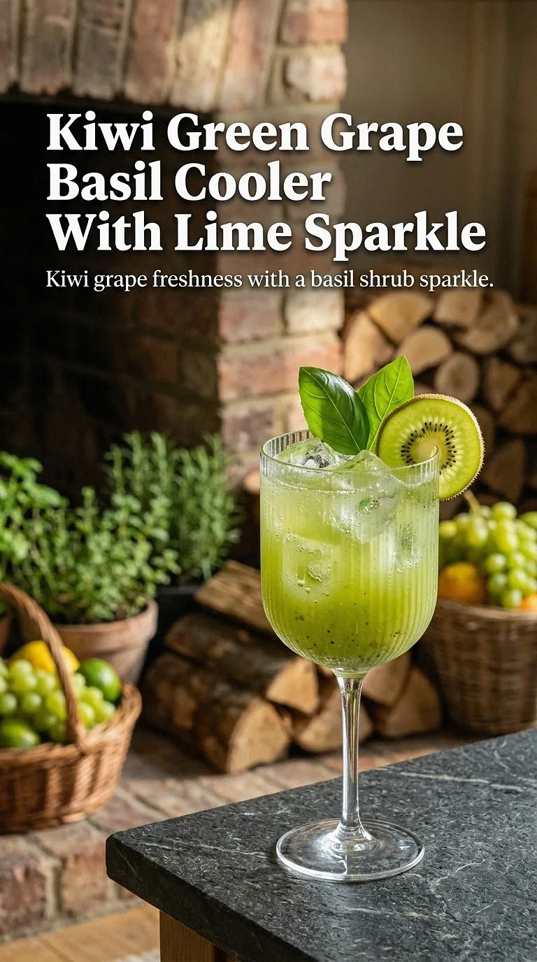Kiwi Green Grape Basil Cooler With Lime Sparkle