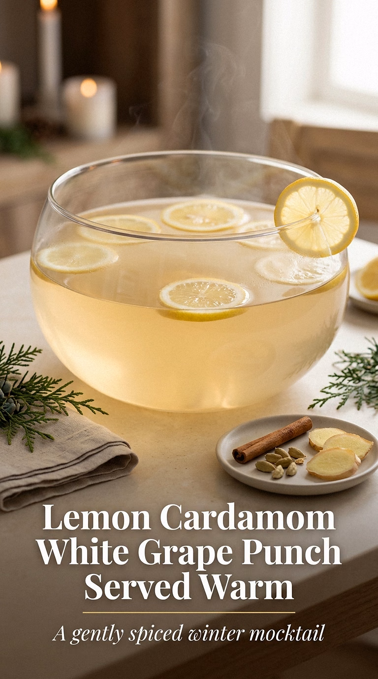 Lemon Cardamom White Grape Punch Served Warm