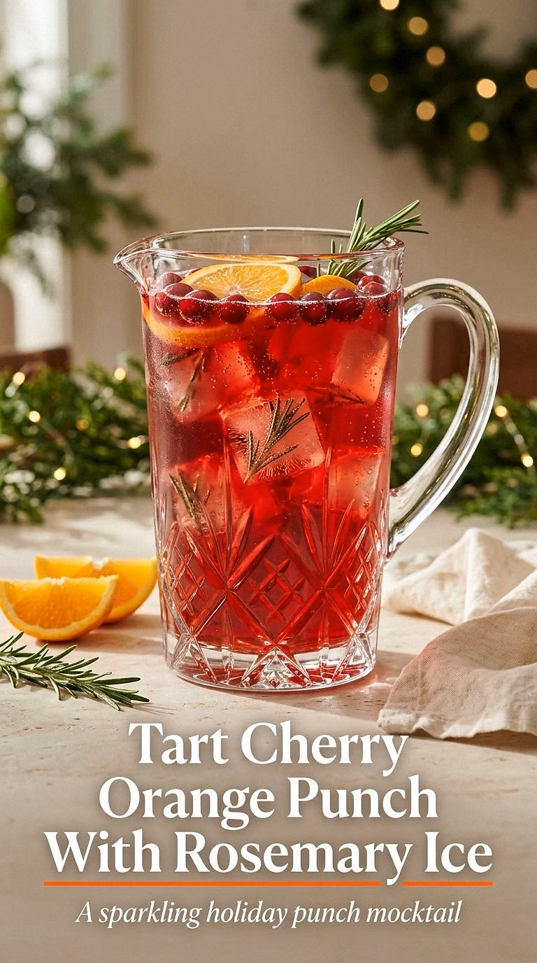 Tart Cherry Orange Punch With Rosemary Ice