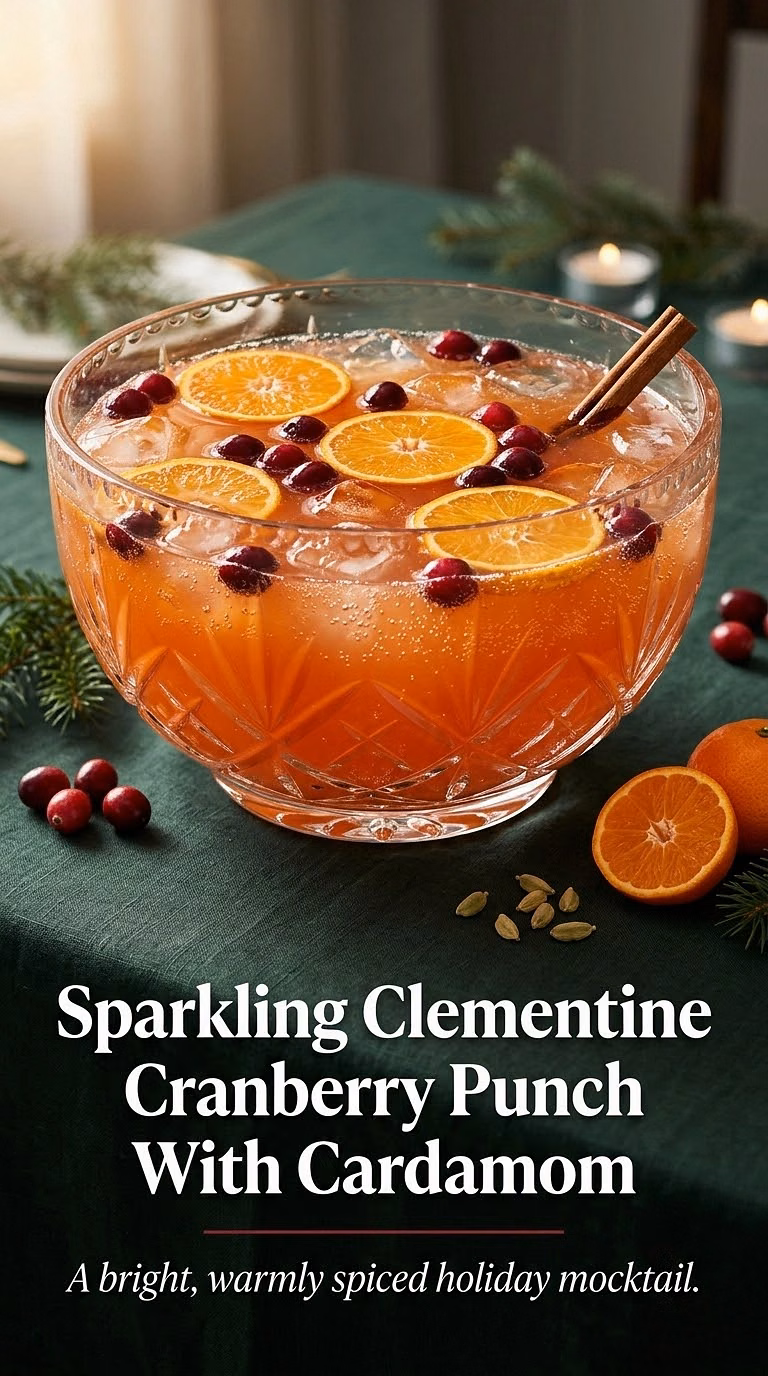 Sparkling Clementine Cranberry Punch With Cardamom