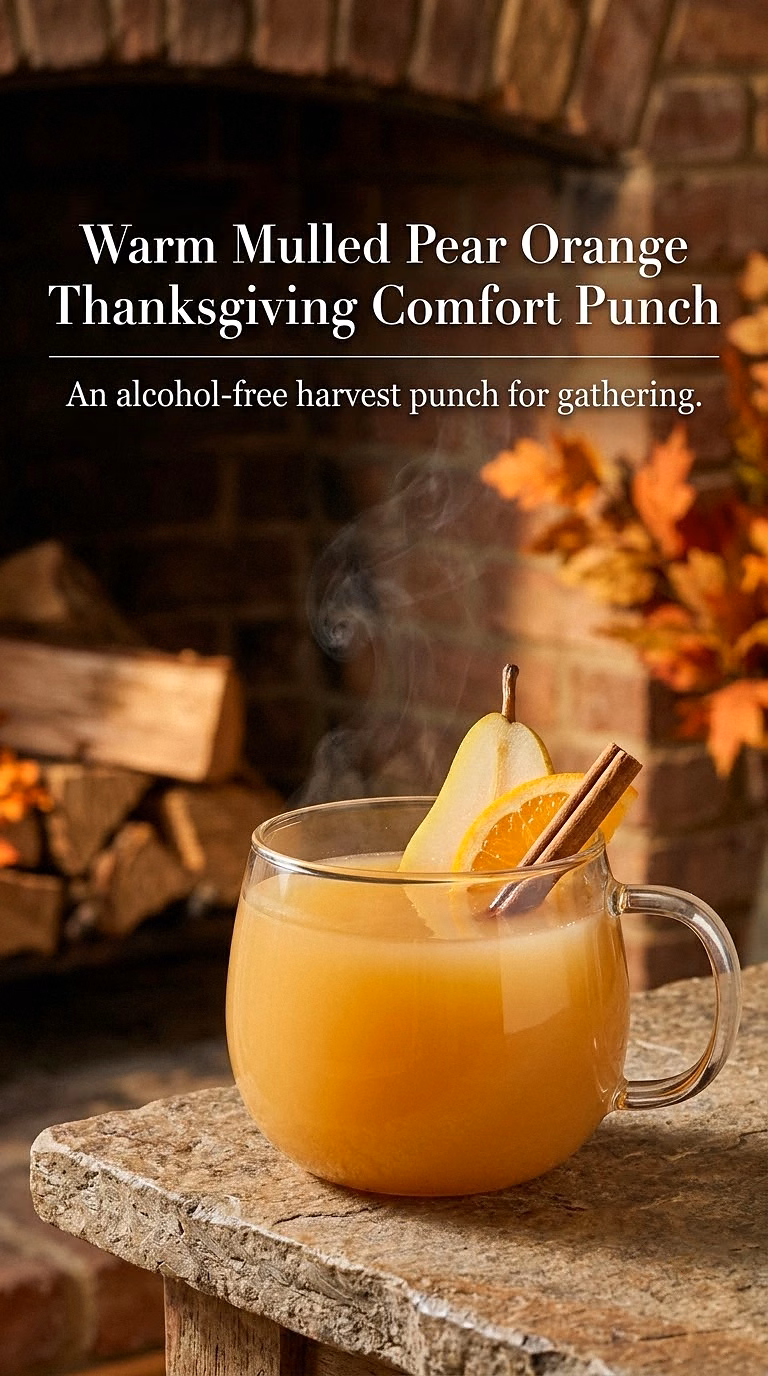 Warm Mulled Pear Orange Thanksgiving Comfort Punch
