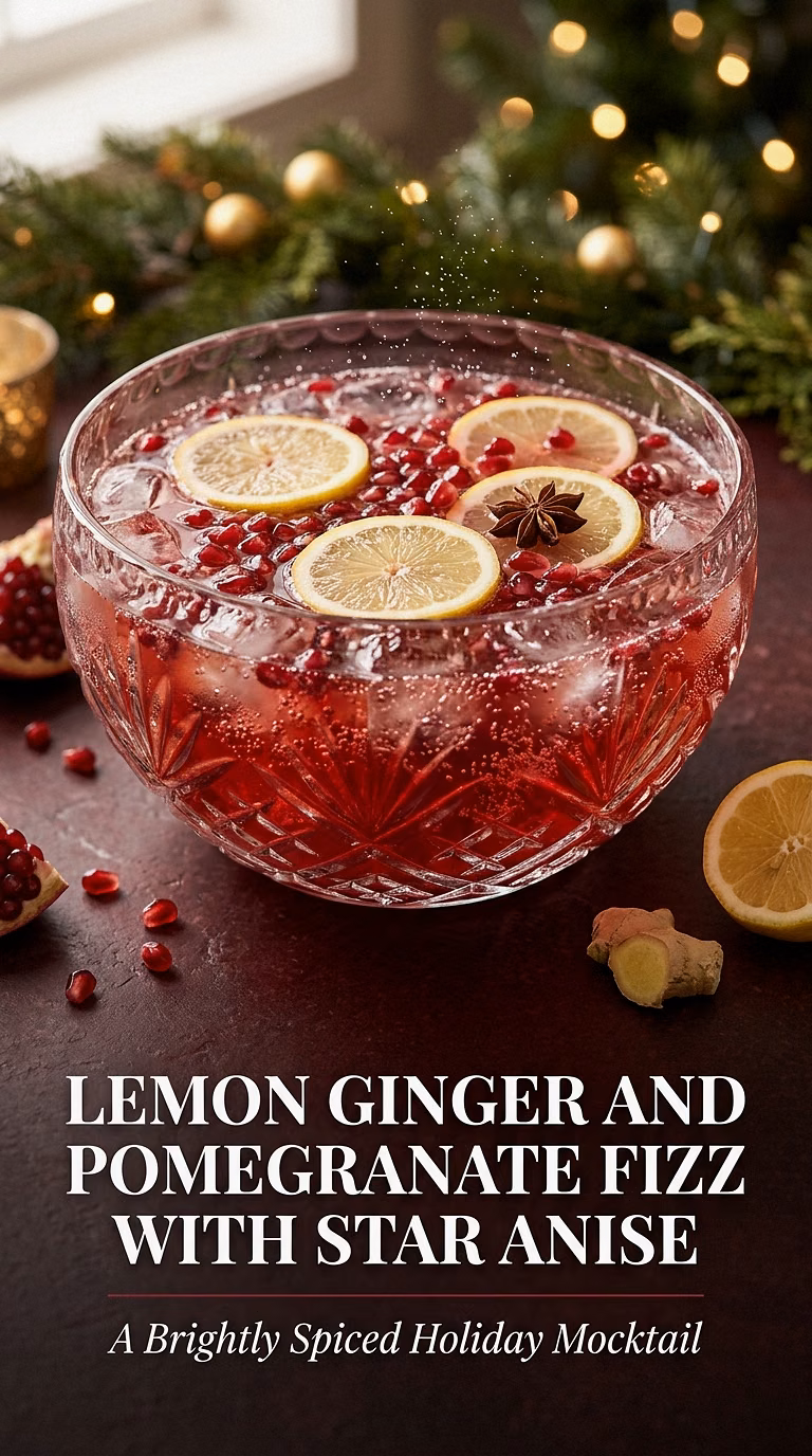 Lemon Ginger And Pomegranate Fizz With Star Anise