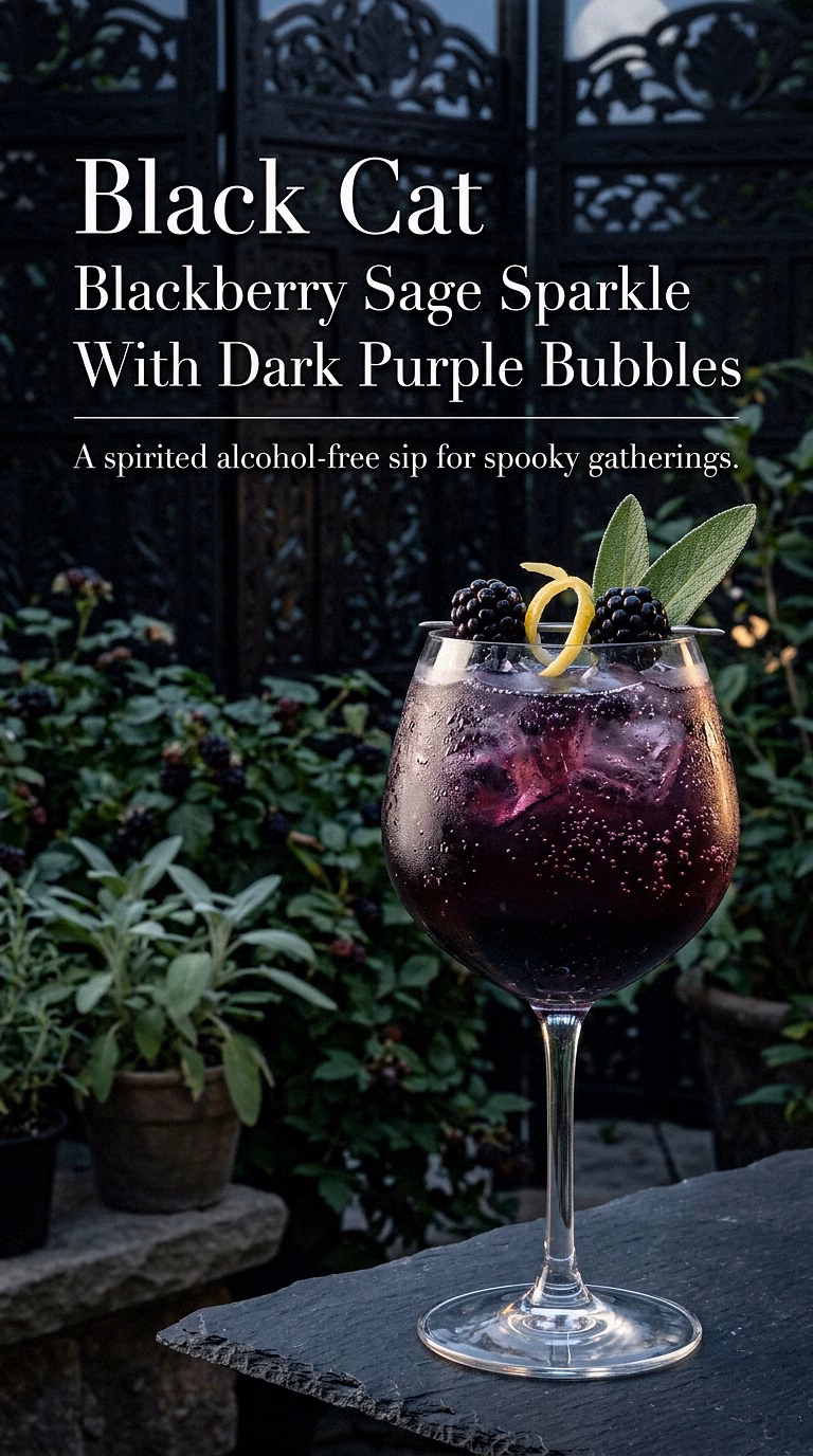 Black Cat Blackberry Sage Sparkle With Dark Purple Bubbles