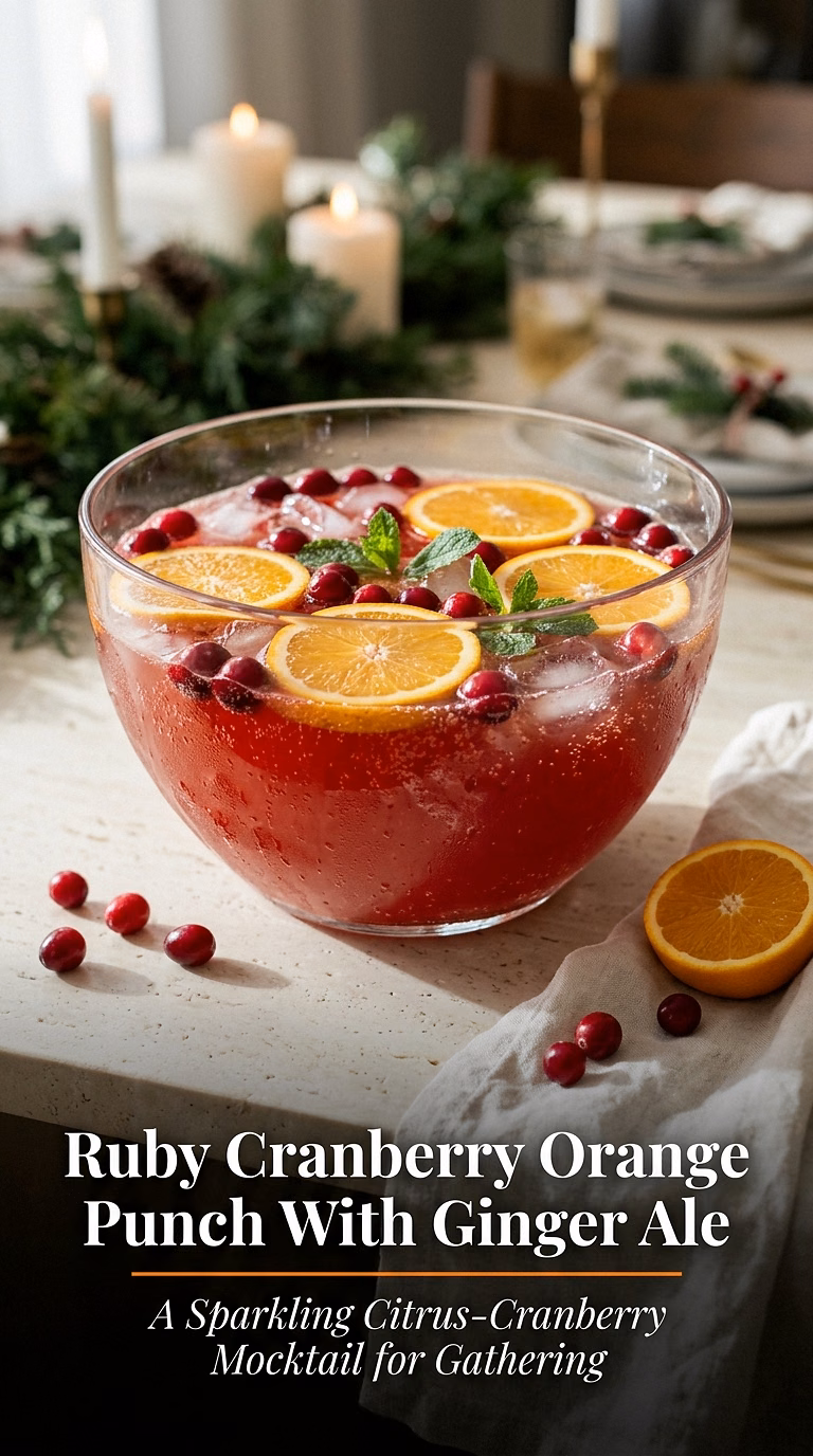 Ruby Cranberry Orange Punch With Ginger Ale