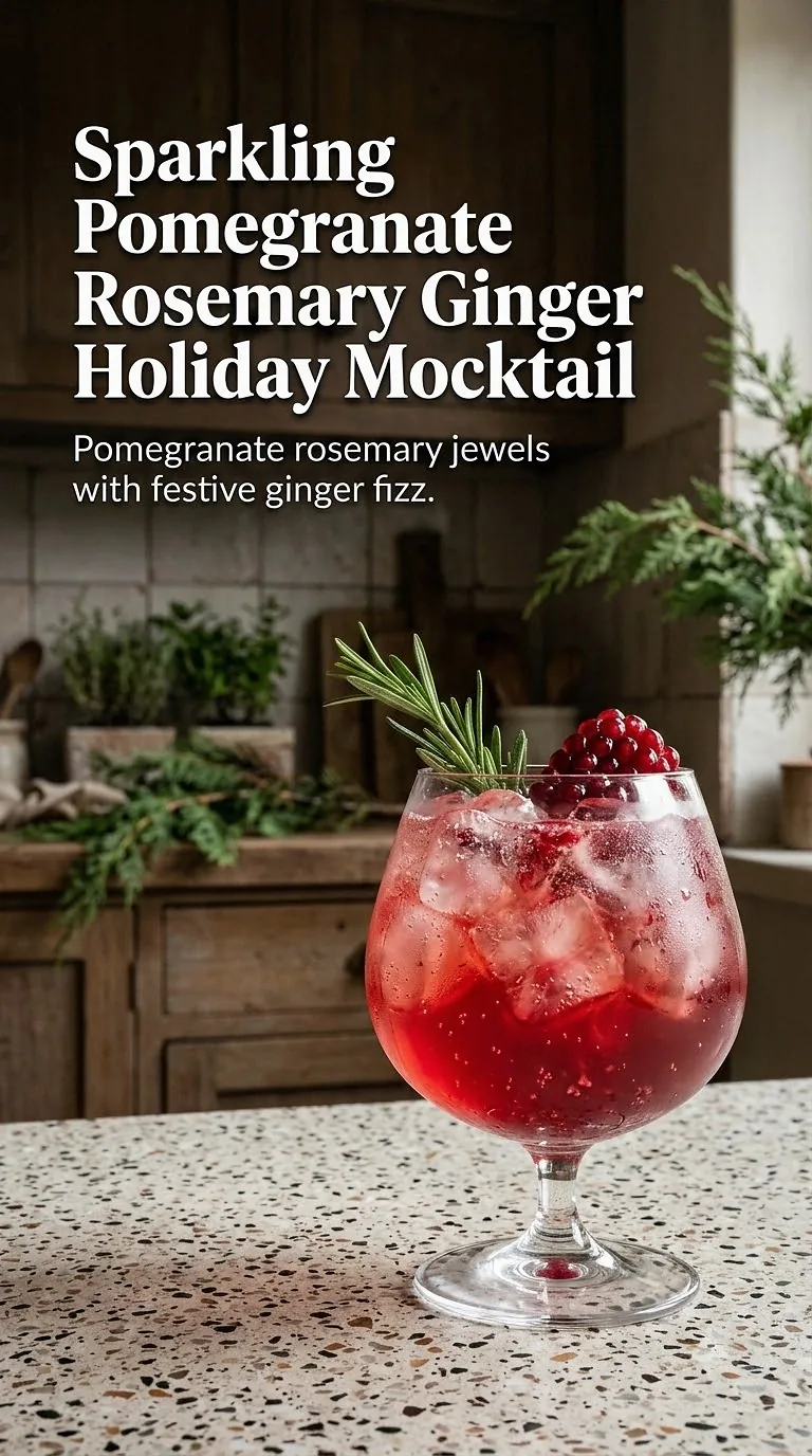 Sparkling Pomegranate Rosemary Ginger Holiday Mocktail