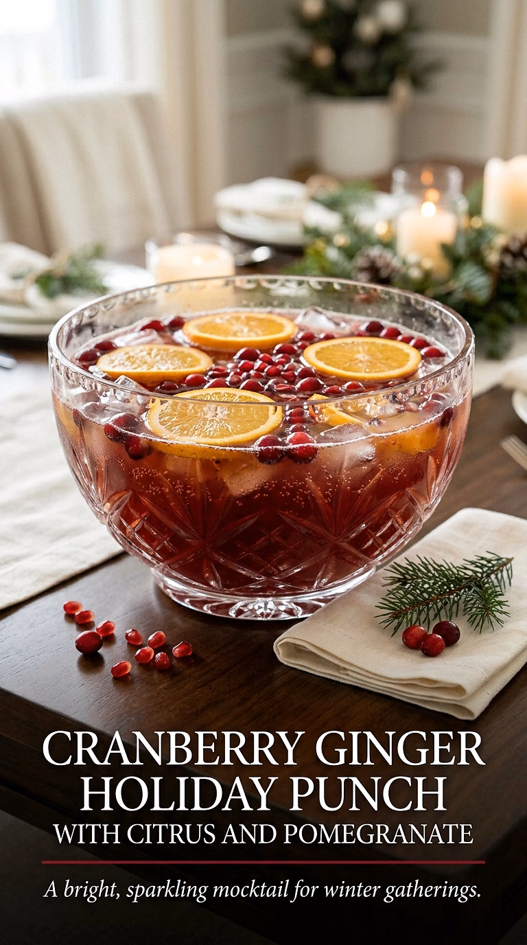 Cranberry Ginger Holiday Punch With Citrus And Pomegranate