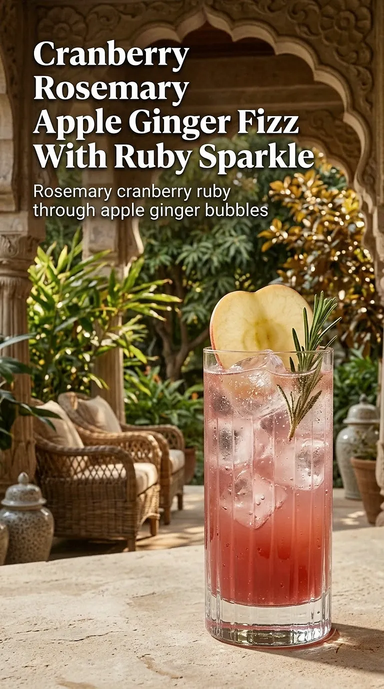 Cranberry Rosemary Apple Ginger Fizz With Ruby Sparkle