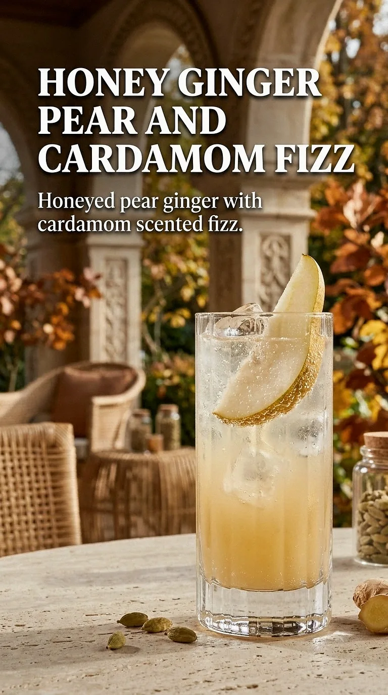 Honey Ginger Pear And Cardamom Fizz