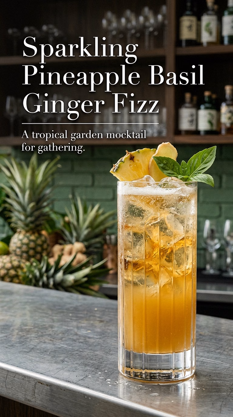 Sparkling Pineapple Basil Ginger Fizz