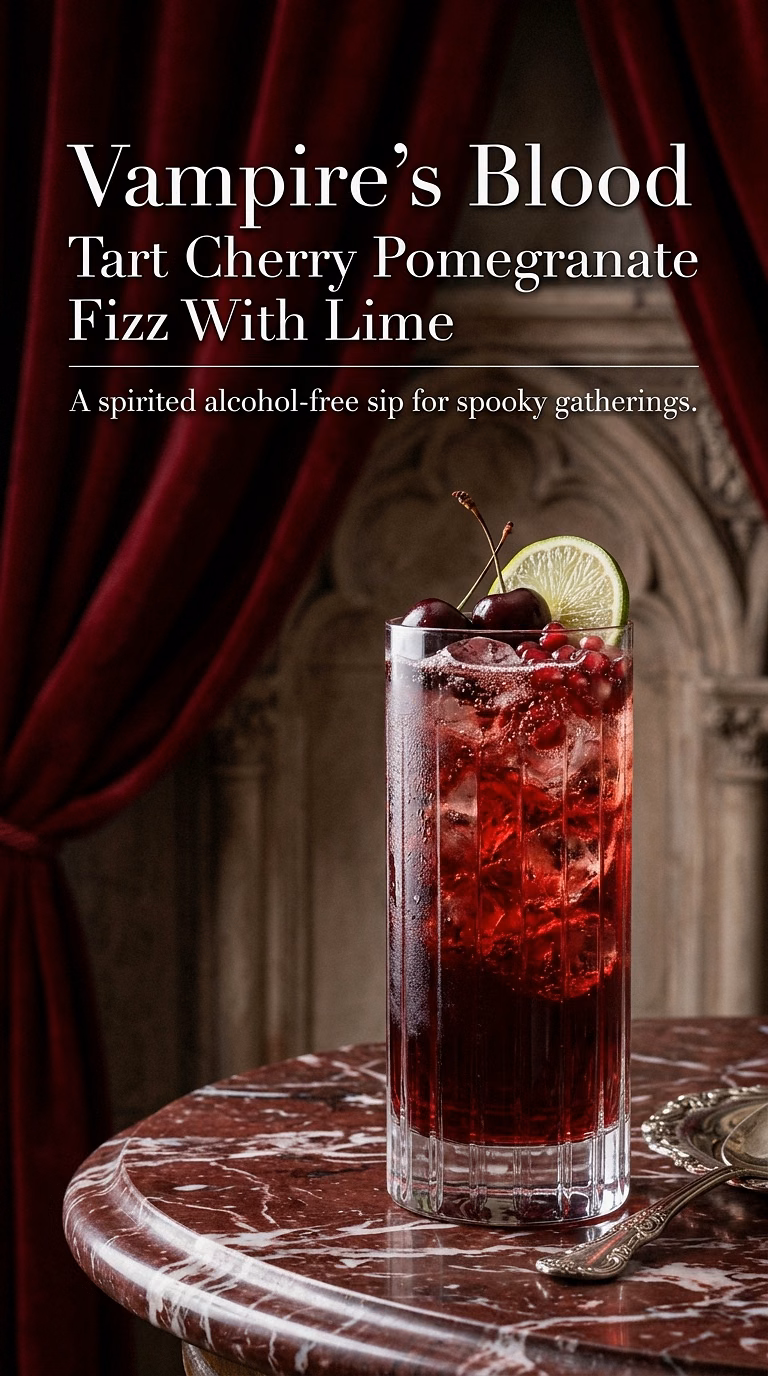 Vampire's Blood Tart Cherry Pomegranate Fizz With Lime