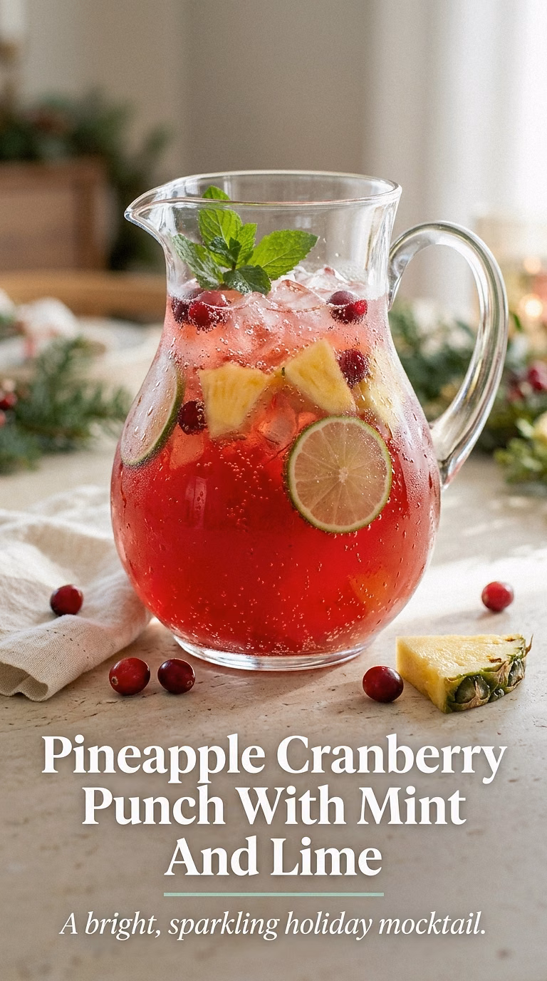 Pineapple Cranberry Punch With Mint And Lime