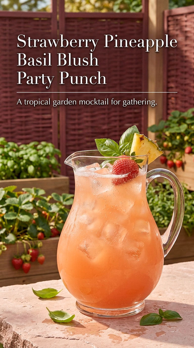 Strawberry Pineapple Basil Blush Party Punch