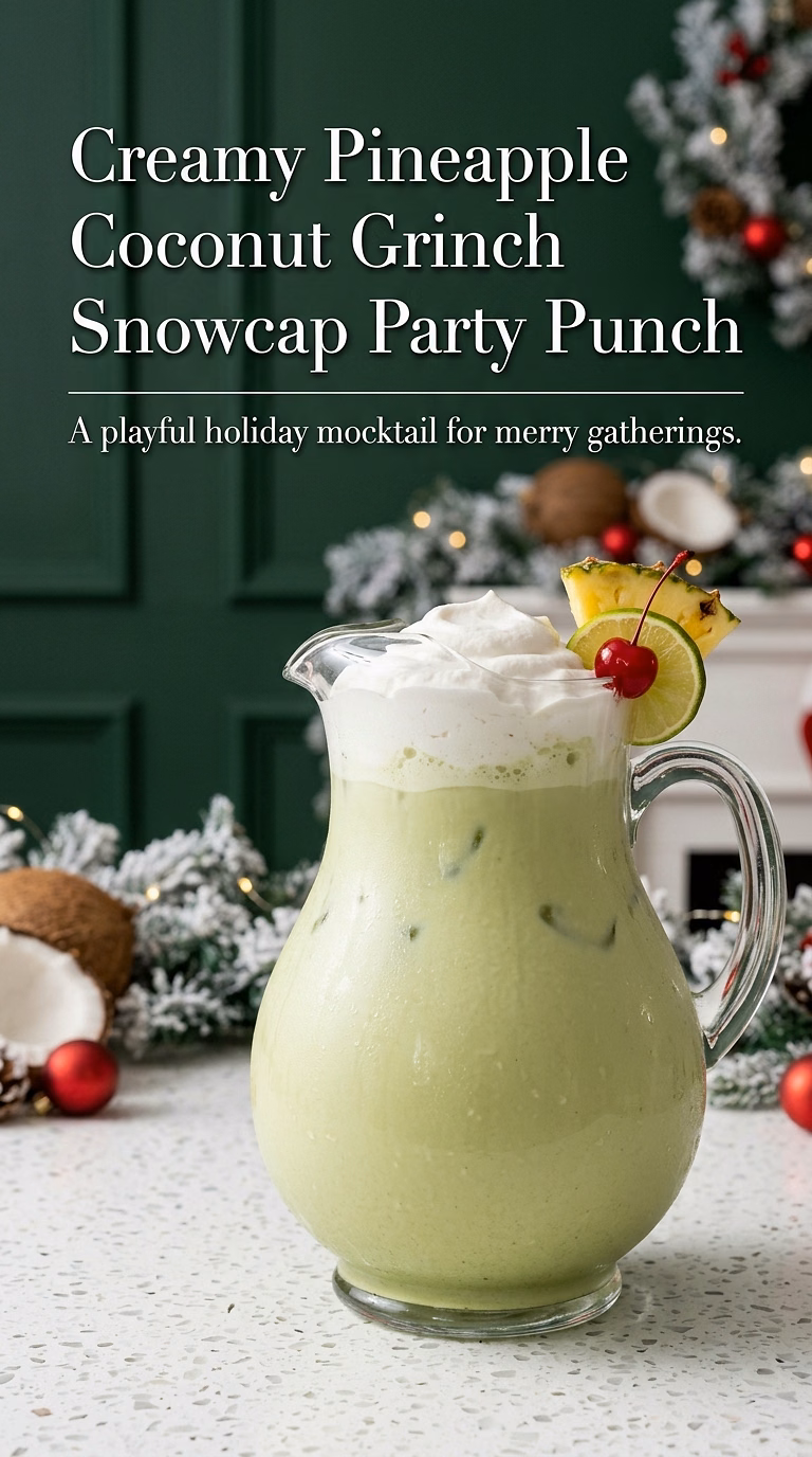 Creamy Pineapple Coconut Grinch Snowcap Party Punch