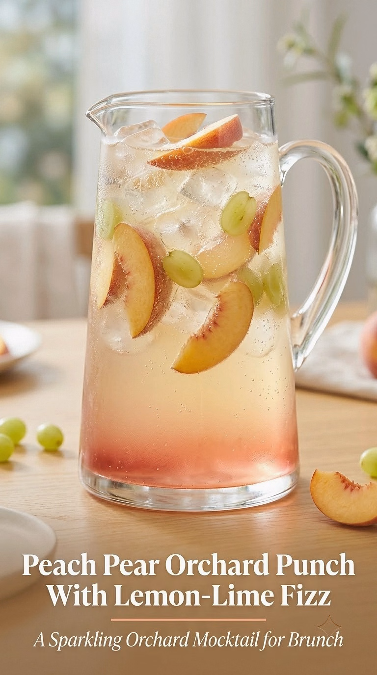 Peach Pear Orchard Punch With Lemon-Lime Fizz