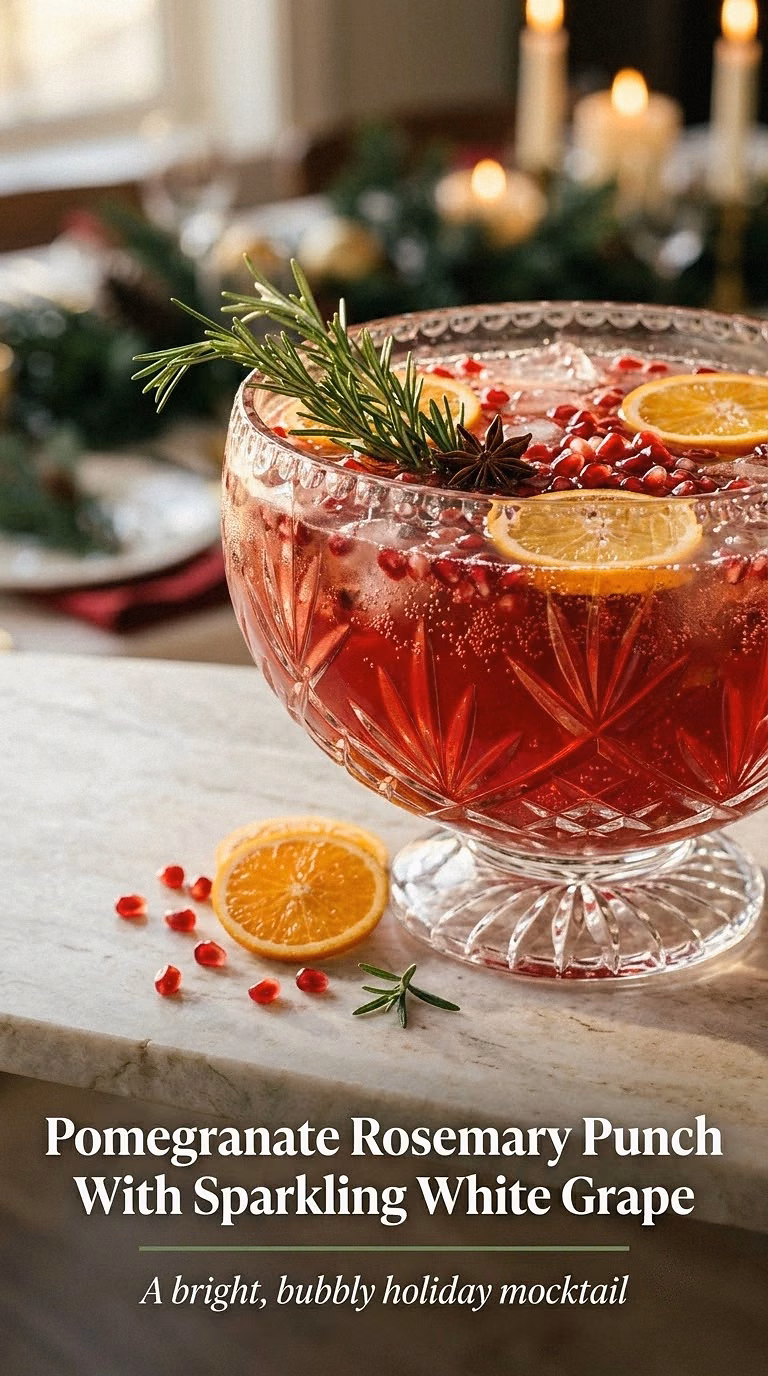 Pomegranate Rosemary Punch With Sparkling White Grape
