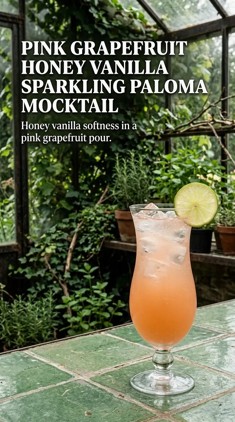 Pink Grapefruit Honey Vanilla Sparkling Paloma Mocktail
