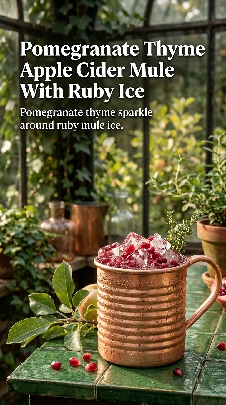 Pomegranate Thyme Apple Cider Mule With Ruby Ice