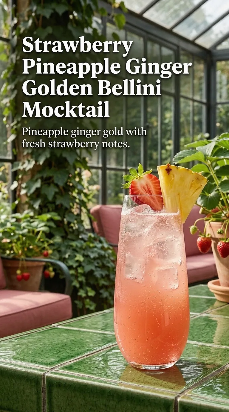 Strawberry Pineapple Ginger Golden Bellini Mocktail