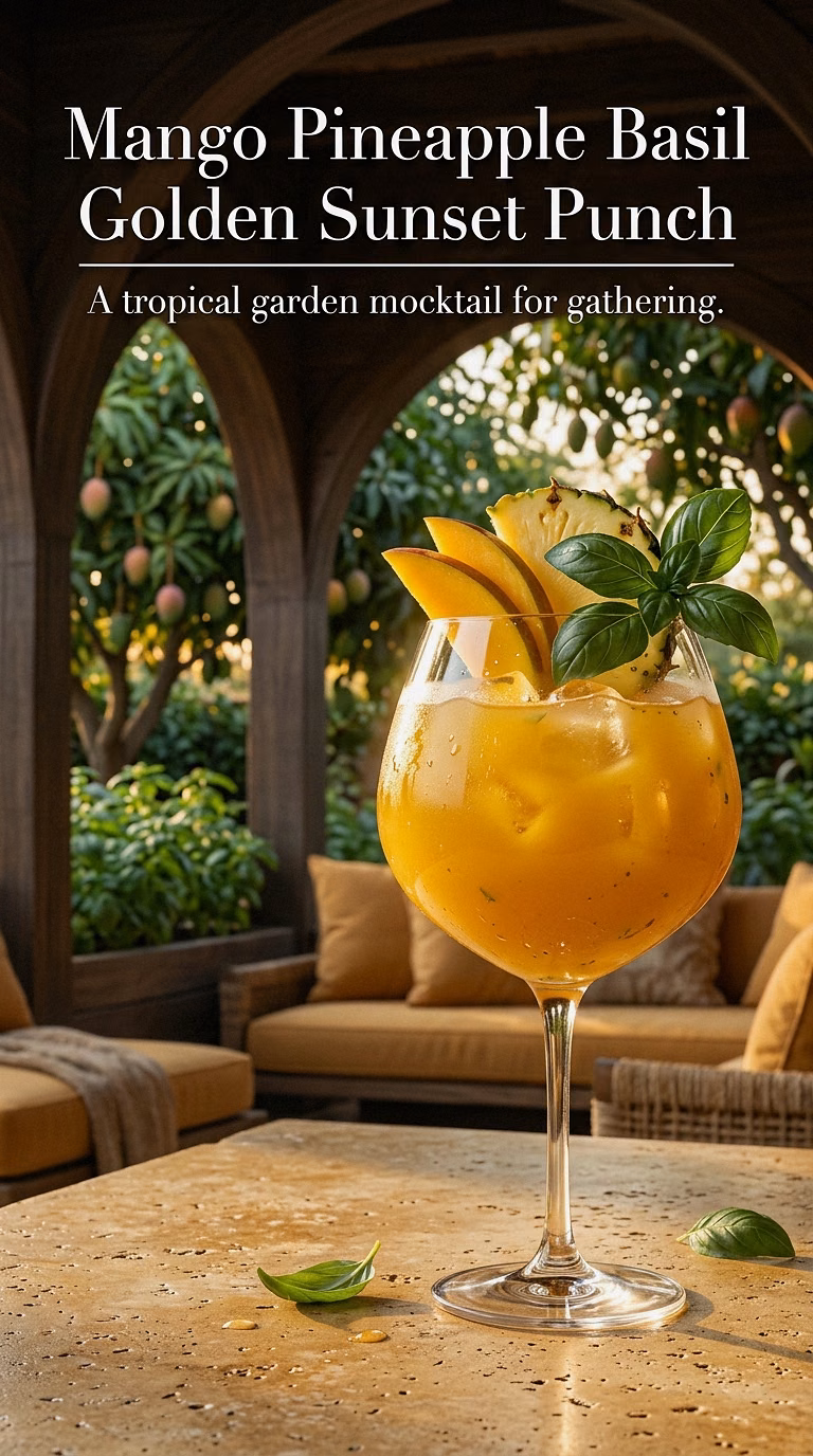 Mango Pineapple Basil Golden Sunset Punch