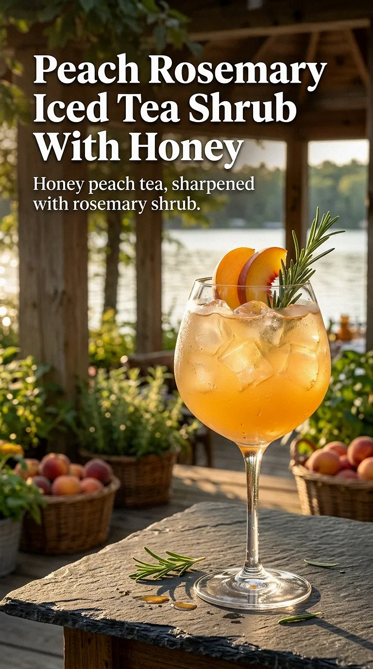 Peach Rosemary Iced Tea Shrub With Honey