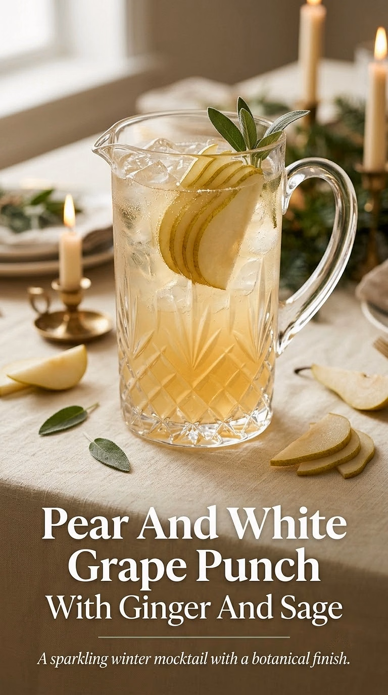 Pear And White Grape Punch With Ginger And Sage