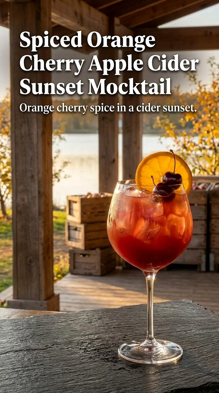 Spiced Orange Cherry Apple Cider Sunset Mocktail