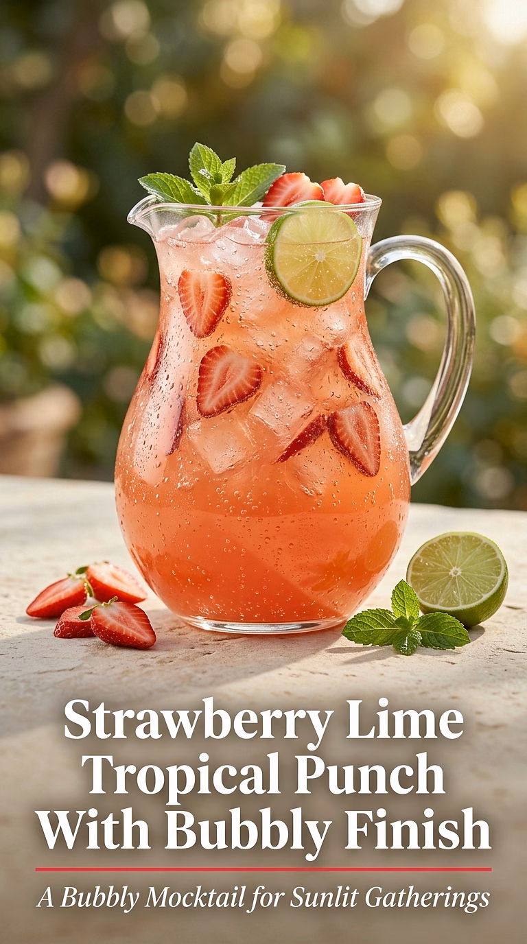 Strawberry Lime Tropical Punch With Bubbly Finish