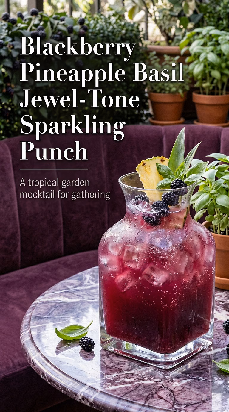 Blackberry Pineapple Basil Jewel-Tone Sparkling Punch