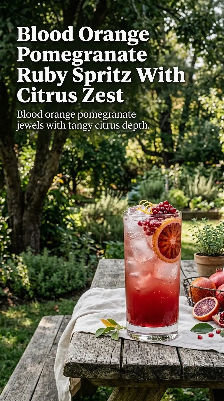 Blood Orange Pomegranate Ruby Spritz With Citrus Zest