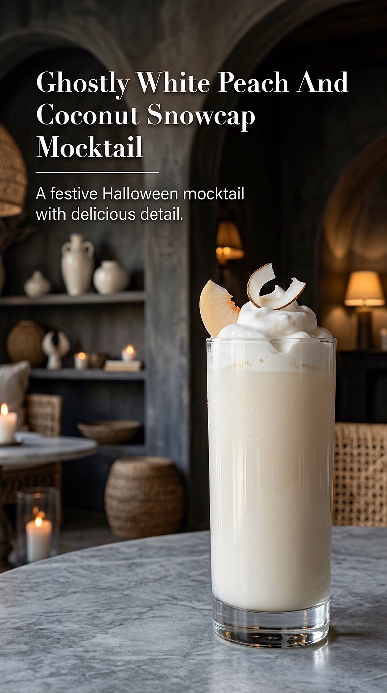 Ghostly White Peach And Coconut Snowcap Mocktail